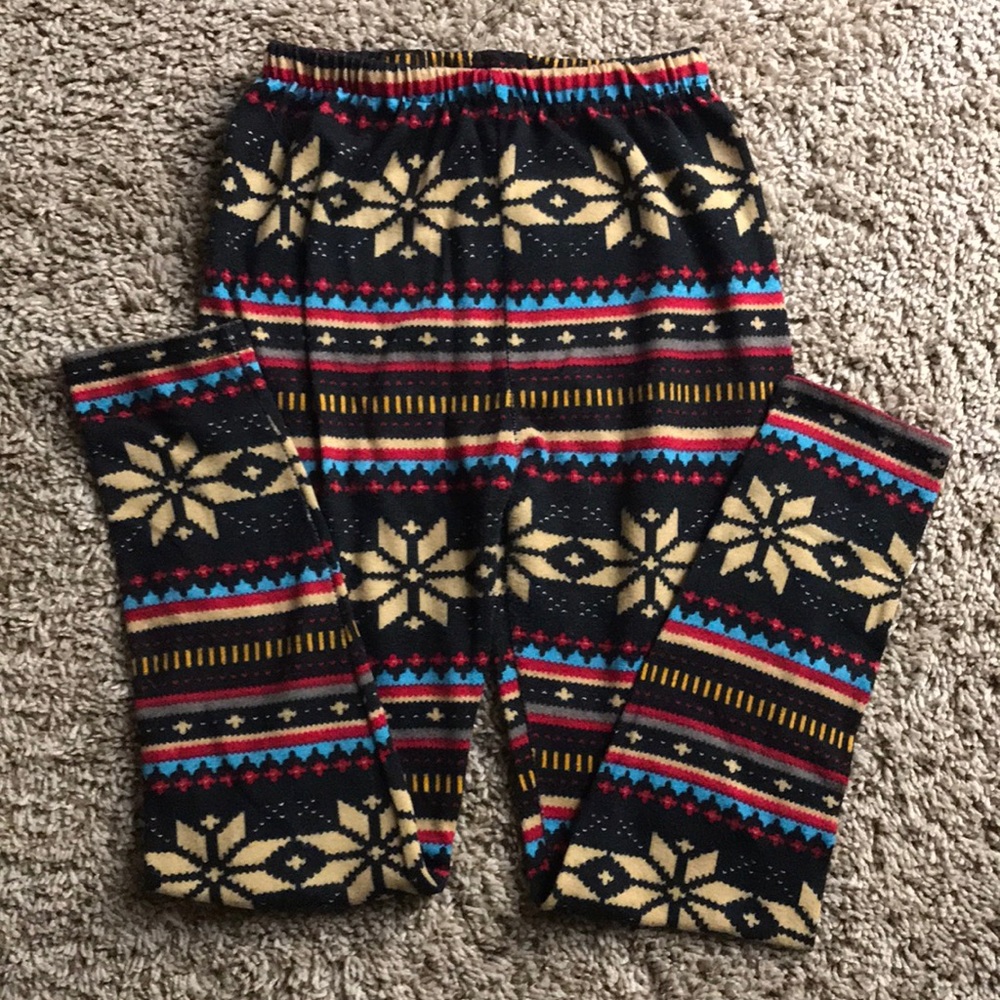 Generic Brand Womens XS,  Kids Large fleece snowflake tights